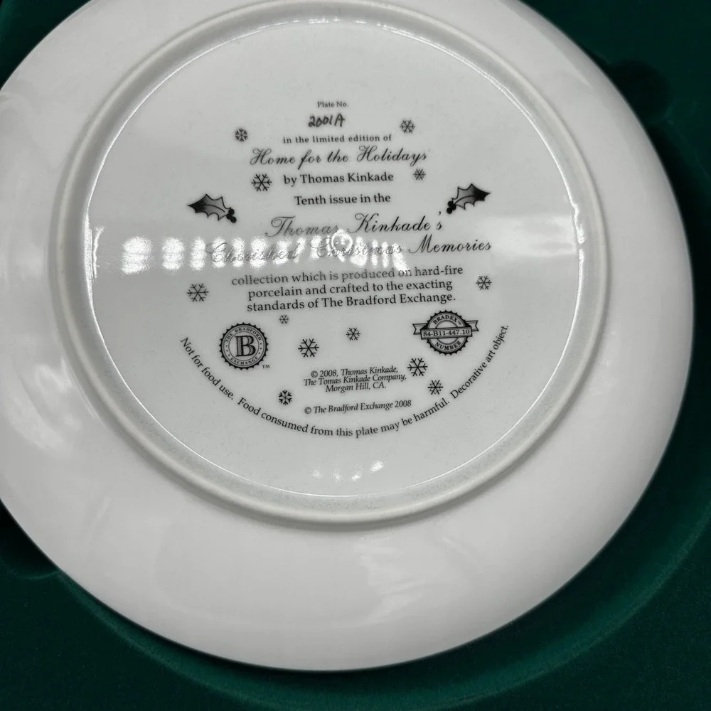 2008 Thomas Kinkade Home For‎ The Holidays Collector Plate Box COA Core Decor